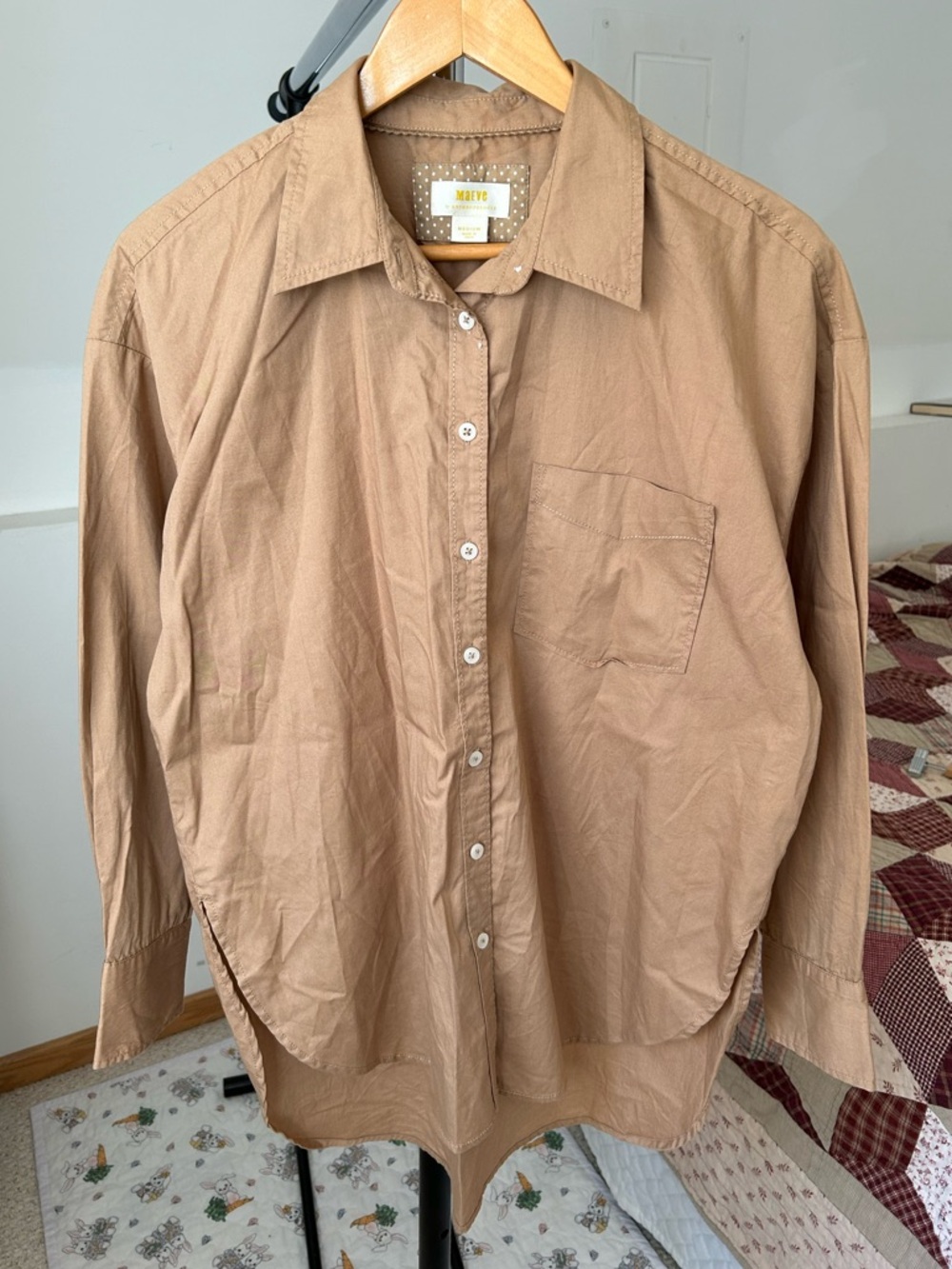 Maeve Anthropologie Bennet Button Down Shirt Tan Medium